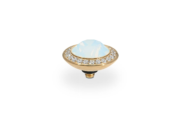 Qudo Gold Topper Tondo Deluxe 13mm - White Opal