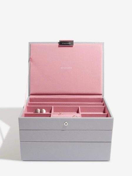 Stackers Classic Jewellery Box Set of 3 - Dover Grey & Pink