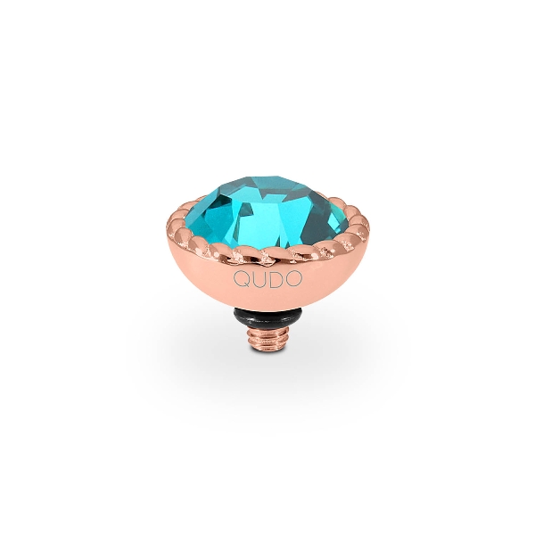 Qudo Rose Gold Topper Bocconi 11mm - Blue Zircon