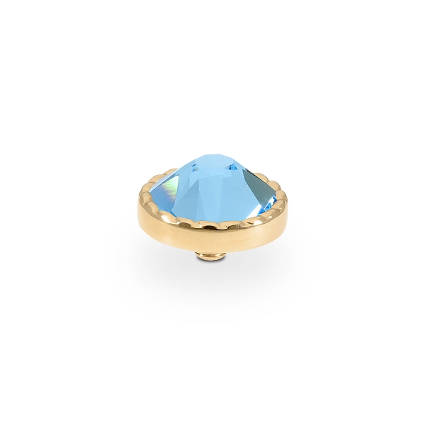 Qudo Gold Topper Bocconi Flat 9mm - Aquamarine