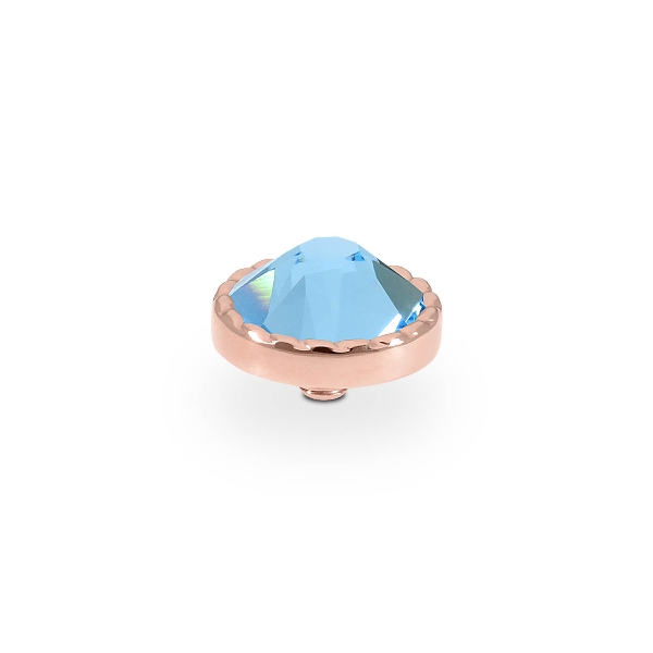 Qudo Rose Gold Topper Bocconi Flat 9mm - Aquamarine