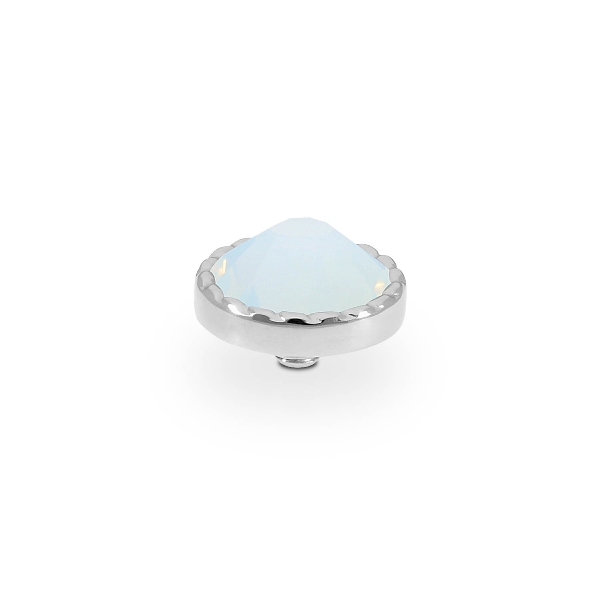 Qudo Silver Topper Bocconi Flat 9mm - White Opal