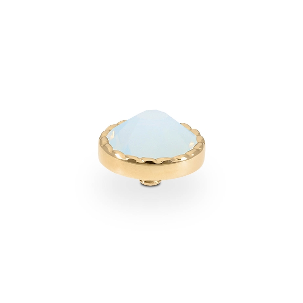 Qudo Gold Topper Bocconi Flat 9mm - White Opal