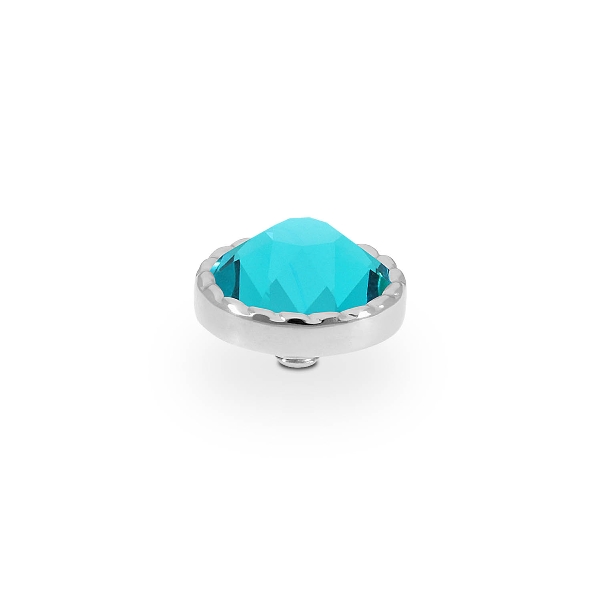 Qudo Silver Topper Bocconi Flat 9mm - Blue Zircon