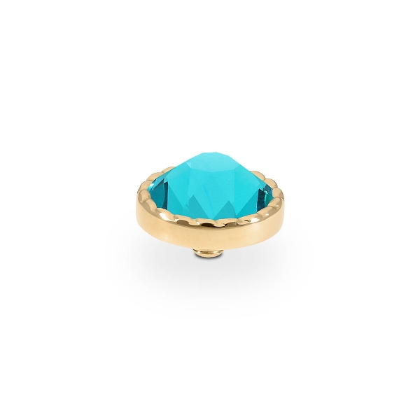 Qudo Gold Topper Bocconi Flat 9mm - Blue Zircon