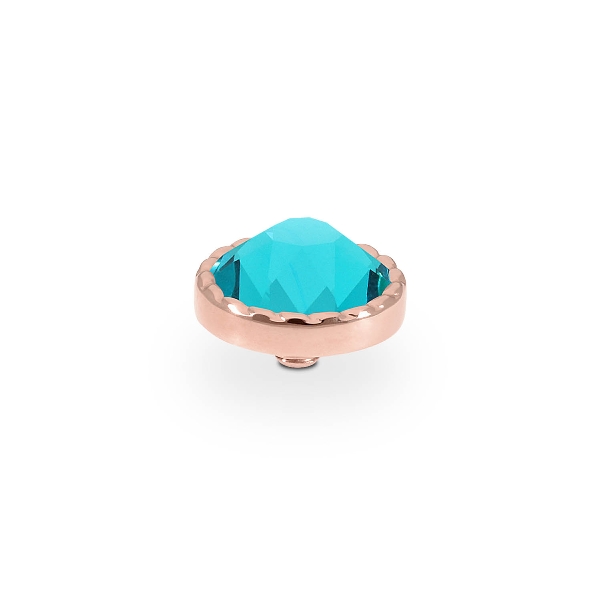 Qudo Rose Gold Topper Bocconi Flat 9mm - Blue Zircon