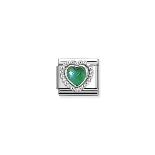 Nomination Silver Green CZ Beaded Heart Composable Charm