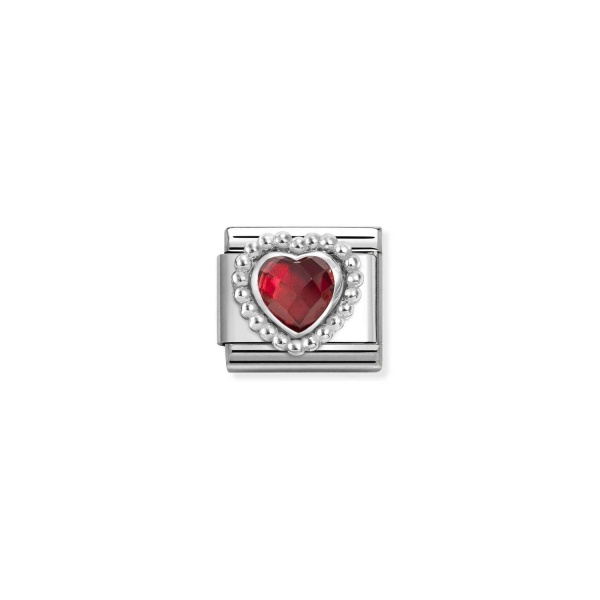 Nomination Silver Red CZ Beaded Heart Composable Charm