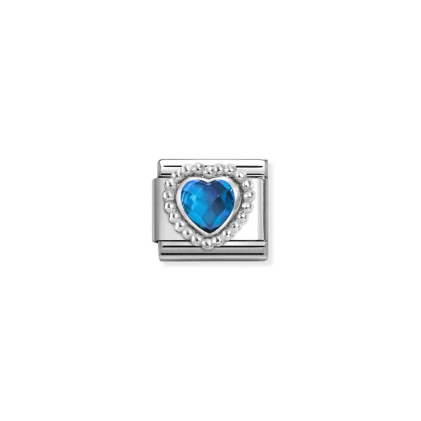 Nomination Silver Blue CZ Beaded Heart Composable Charm