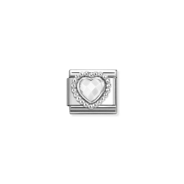 Nomination Silver White Opal CZ Beaded Heart Composable Charm