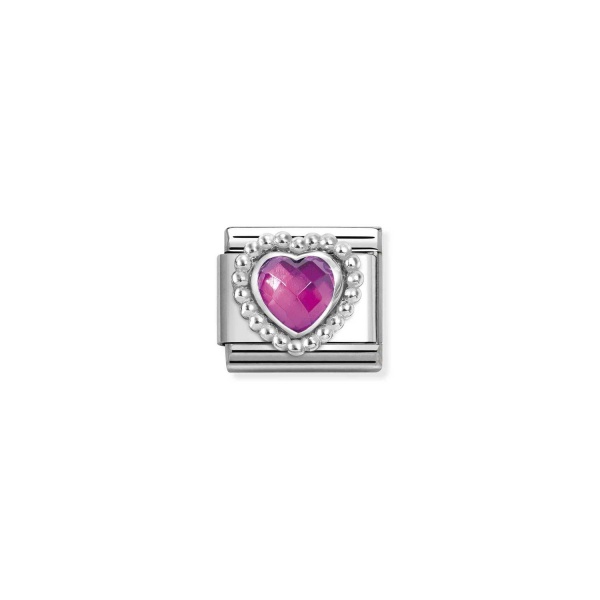Nomination Silver Fuchsia CZ Beaded Heart Composable Charm