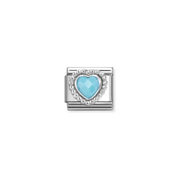 Nomination Silver Turquoise CZ Beaded Heart Composable Charm