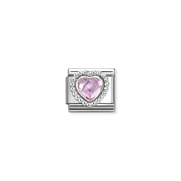 Nomination Silver Light Pink CZ Beaded Heart Composable Charm