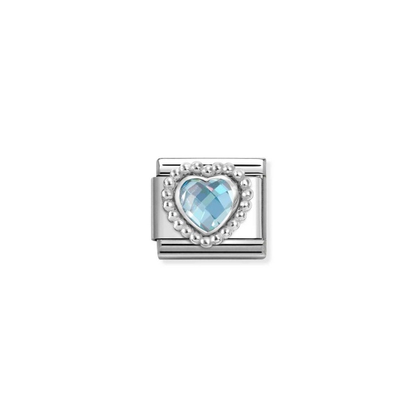 Nomination Silver Light Blue CZ Beaded Heart Composable Charm