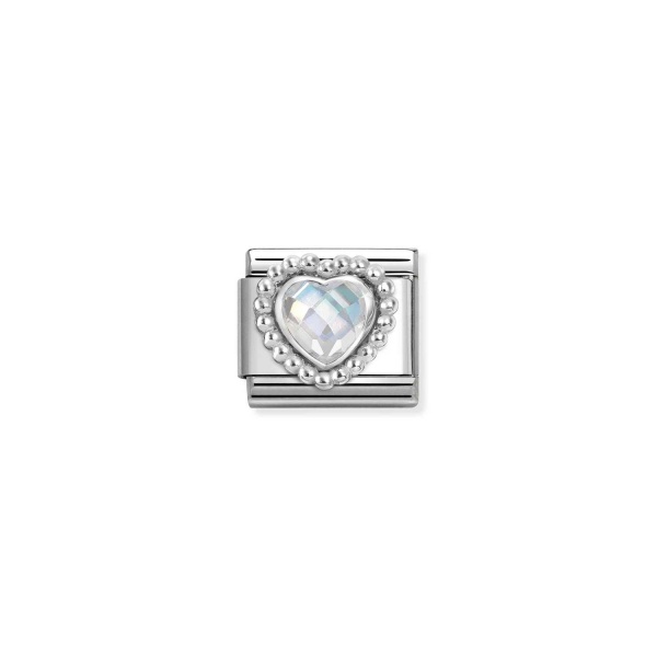 Nomination Silver White CZ Beaded Heart Composable Charm