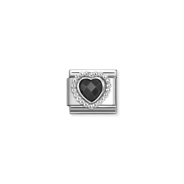 Nomination Silver Black CZ Beaded Heart Composable Charm