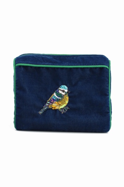 My Doris Beaded Blue Tit Make Up Bag