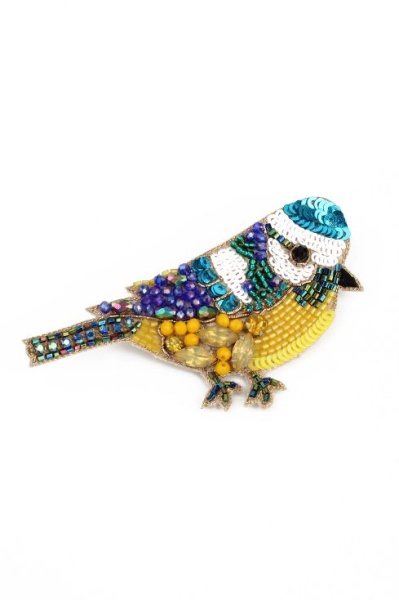 My Doris Beaded Blue Tit Brooch