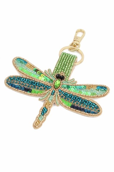 My Doris Beaded Green Dragonfly Keyring