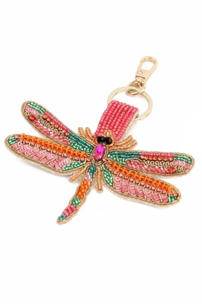 My Doris Beaded Pink Dragonfly Keyring