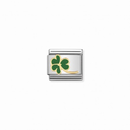 Nomination Gold Clover with Stem Enamel Composable Charm