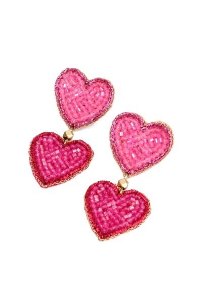 My Doris Double Multi Heart Beaded Drop Earrings