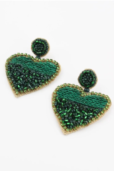 My Doris Green Half & Half Heart Earrings
