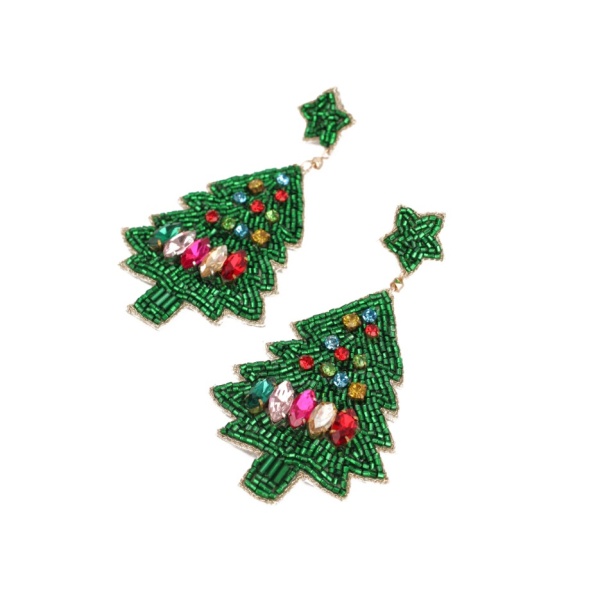 My Doris Rainbow & Green Christmas Tree Earrings