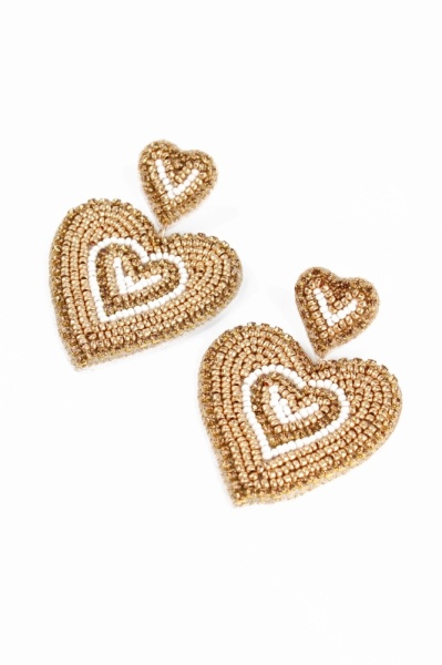 My Doris Gold Ripple Heart Earrings