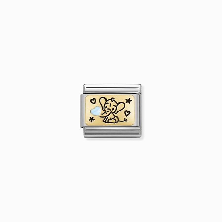 Nomination Gold Light Blue Elephant Plate Composable Charm