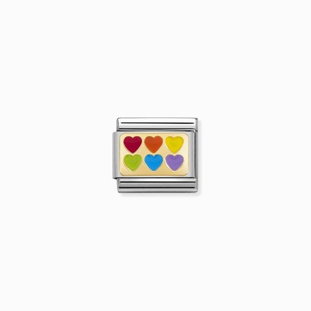 Nomination Gold Rainbow 6 Hearts Composable Charm