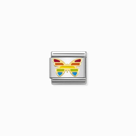 Nomination Gold Rainbow Striped Butterfly Composable Charm