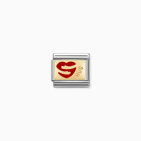 Nomination Gold Red Heart Hug Plate Composable Charm