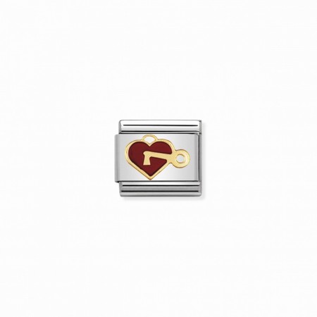 Nomination Gold Red Heart with Key Composable Charm