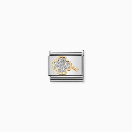 Nomination Gold Silver Glitter Four Leaf Clover Composable Charm