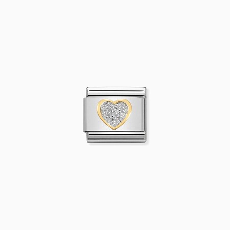 Nomination Gold Silver Glitter Heart Composable Charm