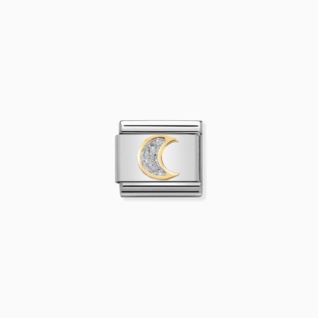 Nomination Gold Silver Glitter Moon Composable Charm