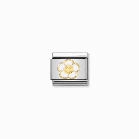 Nomination Gold White Flower with Smile Composable Charm