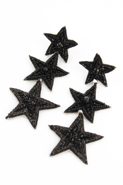 My Doris Triple Black Star Earrings