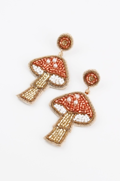 My Doris Copper Mushroom Beaded Earrings