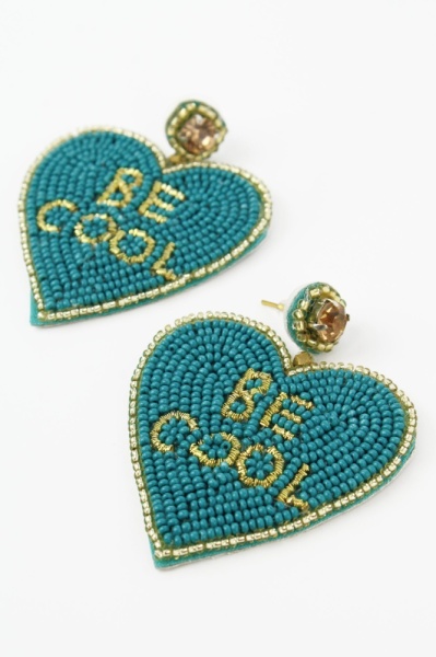 My Doris Turquoise Beaded Heart Be Cool Drop Earrings