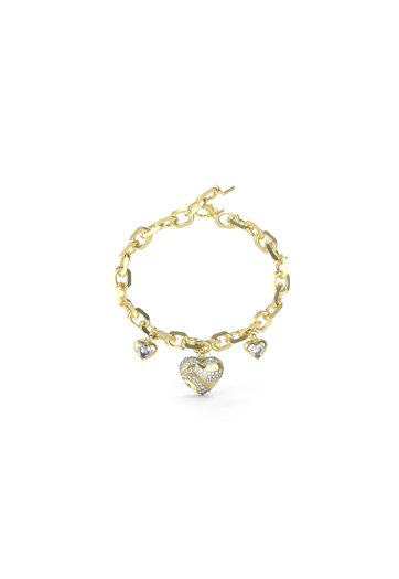 Guess Gold & Crystal In My Heart Bracelet - UBB04500YGL