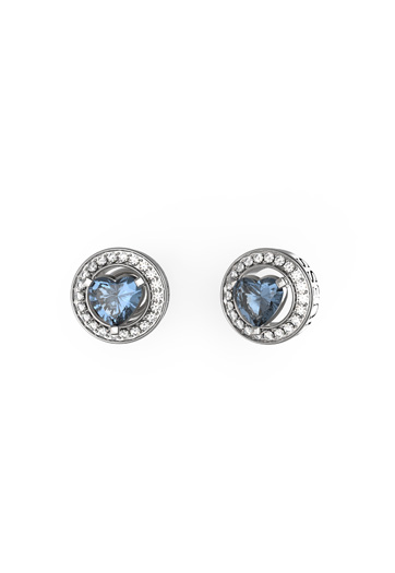 Guess M'ama Non M'ama Silver & Blue Stud Earrings - UBE04669RHLS