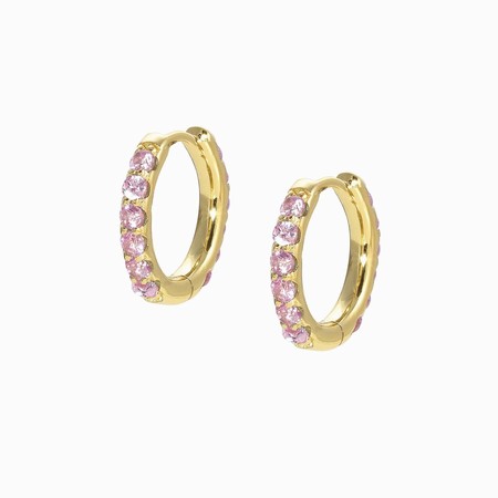 Nomination Lovelight Gold Small Hoops with Pink CZ