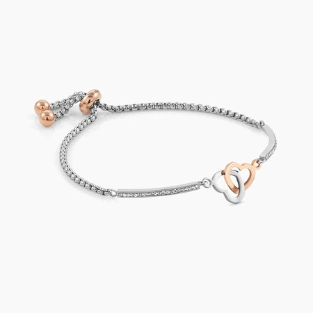 Nomination Milleluci Rose Gold and Silver Double Hearts Bracelet