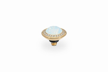 Qudo Gold Topper Tondo Deluxe 9mm - White Opal