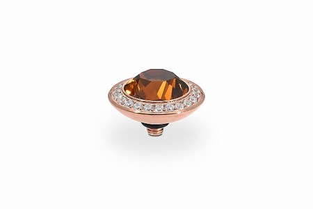 Qudo Rose Gold Topper Tondo Deluxe 13mm - Smoked Topaz