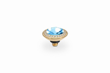 Qudo Gold Topper Tondo Deluxe 9mm - Aquamarine