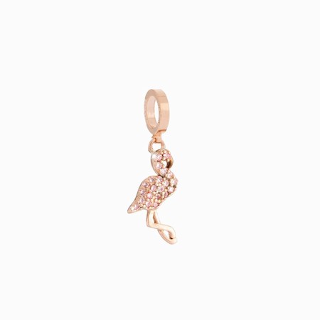 Rebecca Rose Gold Flamingo Pave Pendant