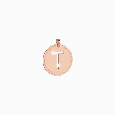 Rebecca Rose Gold Large T Pendant